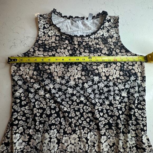 Isaac Mizrahi Live! Ditsy Floral Printed Flounce Dress w/ Lace Trim Neutral - Picture 10 of 13